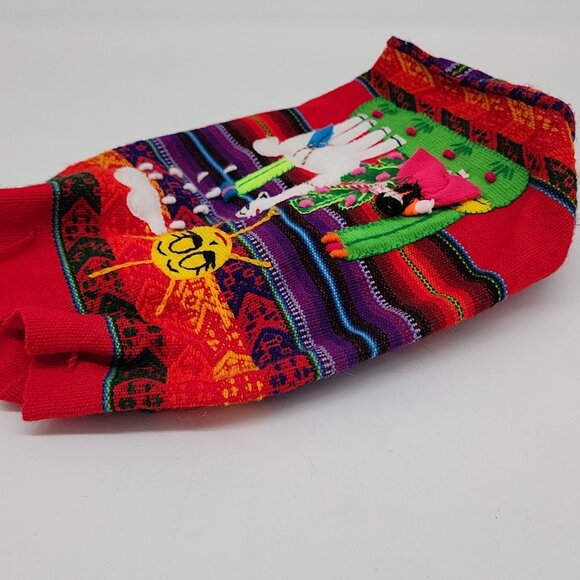 Handmade Inca Peruvian Knit Backpack With Llama & Girl Design Boho Colorful - Picture 5 of 9